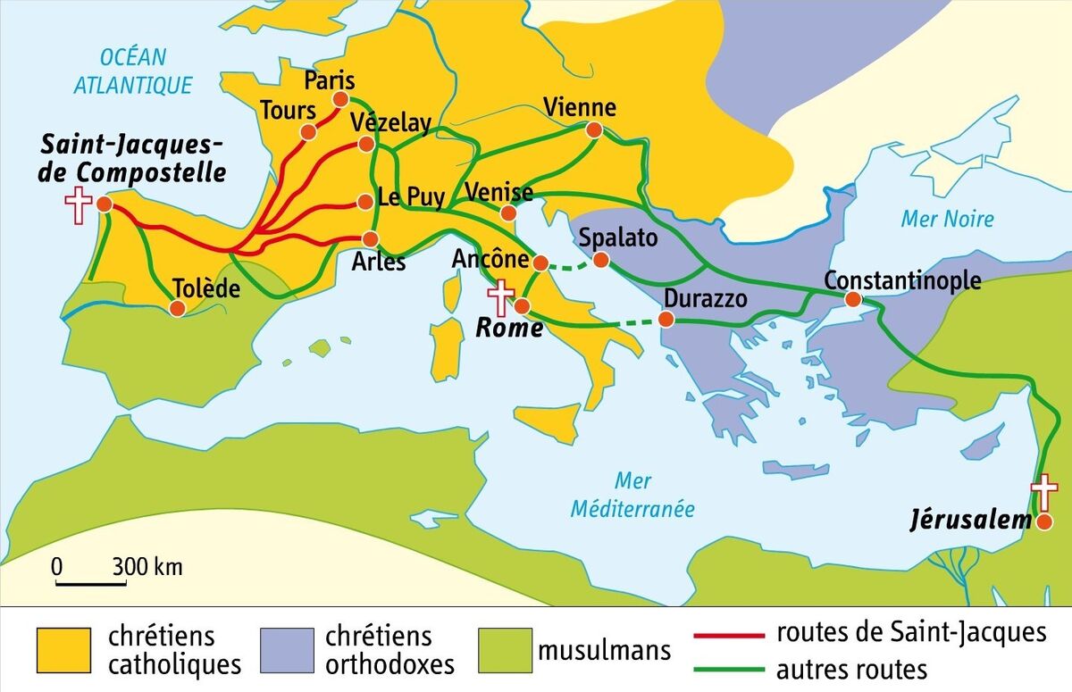 Les trois destinations du pèlerinage au Moyen Âge